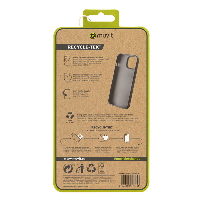 Muvit for Change Coque Recycletek pour iPhone 15 - Noir