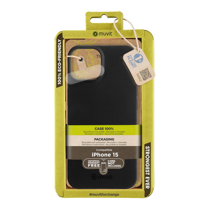 Muvit for Change Coque Recycletek pour iPhone 15 - Noir