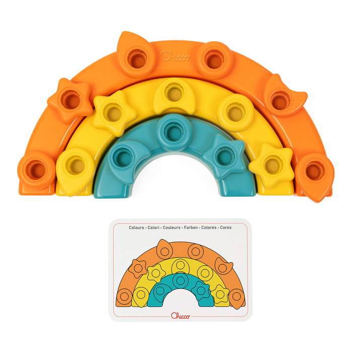 Chicco Arc-en-ciel Multiactivités pour Enfants - Jeu d'Éveil avec Pins et Formes - Jouet Éducatif dès 12 Mois - Réf. 00012198000000
