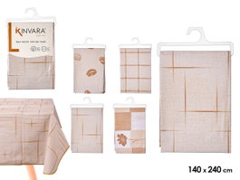 Kinvara Nappe Rectangulaire Assortie Couleurs Terre 140x240 cm Plastique (Set de 24)