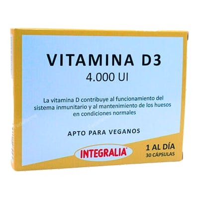 INTEGRALIA Vitamine D3 4000 UI - 30 capsules - Complément alimentaire pour soutien immunitaire et osseux - Vegan INTEGRALIA Vitamine D3 4000 UI - 30 capsules - Complément alimentaire pour soutien immunitaire et osseux - Vegan
