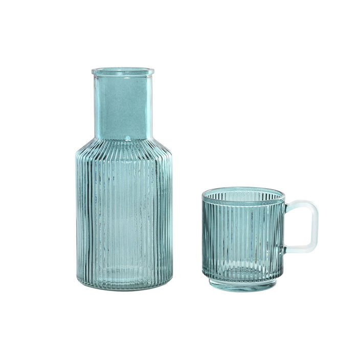 Bouteille d'eau Home ESPRIT Bleu Vert Verre 1 L (2 Unités)