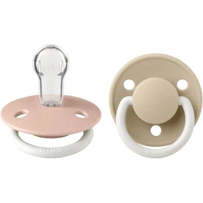 Bibs Sucette DeLux Embout rond Silicone Blush Vanilla phosphorescent - Pack de 2 Bibs Sucette DeLux Embout rond Silicone Blush Vanilla phosphorescent - Pack de 2