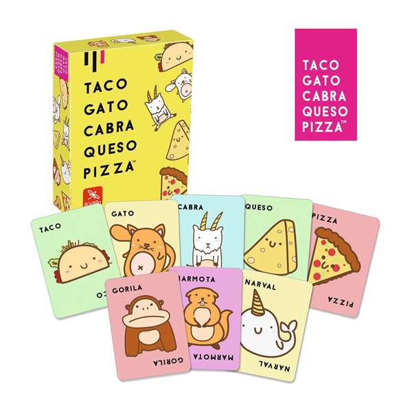 Ludilo - Jeu de cartes Taco Chat Chèvre Fromage Pizza, contient 64 cartes, espagnol Ludilo - Jeu de cartes Taco Chat Chèvre Fromage Pizza, contient 64 cartes, espagnol