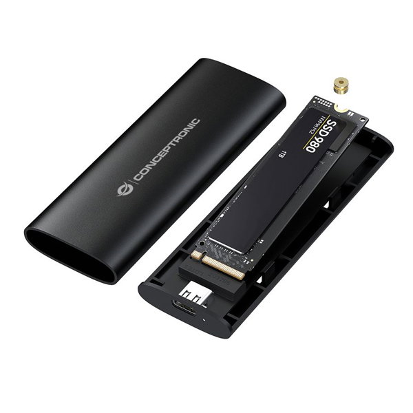 Conceptronic Boîtier Externe SSD M.2 USB 3.2 Gen 2 Type C NVMe SATA