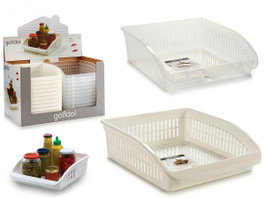 GONDOL Organisateur de cuisine en plastique blanc et transparent