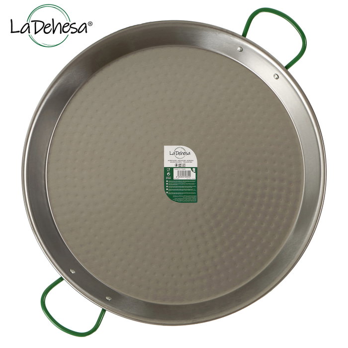 La Dehesa Paellère Polie Acier 70 cm 30 Rations Argent avec Poignées (Set de 2)