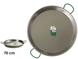 La Dehesa Paellère Polie Acier 70 cm 30 Rations Argent avec Poignées (Set de 2)