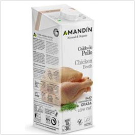 AMANDIN Bouillon de poulet biologique 1L (Pack de 6)