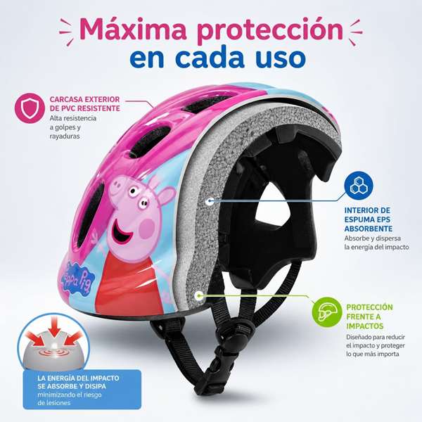 Peppa Pig Casque pour enfant 52-56 cm - Rosa Peppa Pig Casque pour enfant 52-56 cm - Rosa