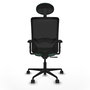 Chaise Zulema Synchro 3 positions tissu Vert émeraude Maille Noir Base en nylon noir Accoudoir 2D Appui-tête Roulettes 65mm nylon