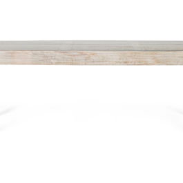GINER Y COLOMER - Table de salle à manger rectangulaire en bois de manguier sculpté à la main, verre, 220 cm, blanc décapé