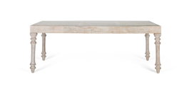 GINER Y COLOMER Table de salle à manger rectangulaire en bois de manguier blanc décapé