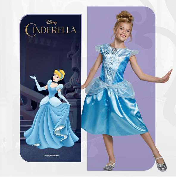 Liragram Déguisement enfant Disney Princesa Cendrillon Classic Bleu, 5-6 ans