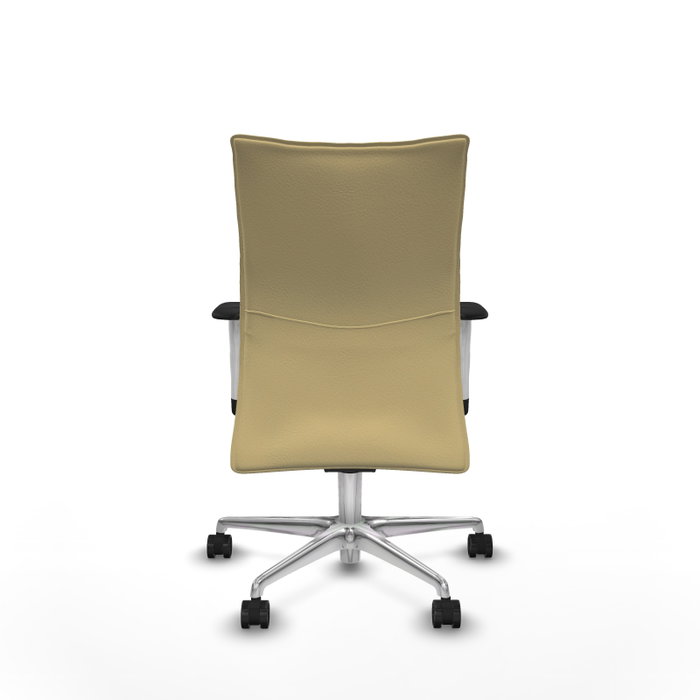 Piqueras Y Crespo Silla Albacete confidente, Similpiel Crema, Base aluminium, Brazos 1D