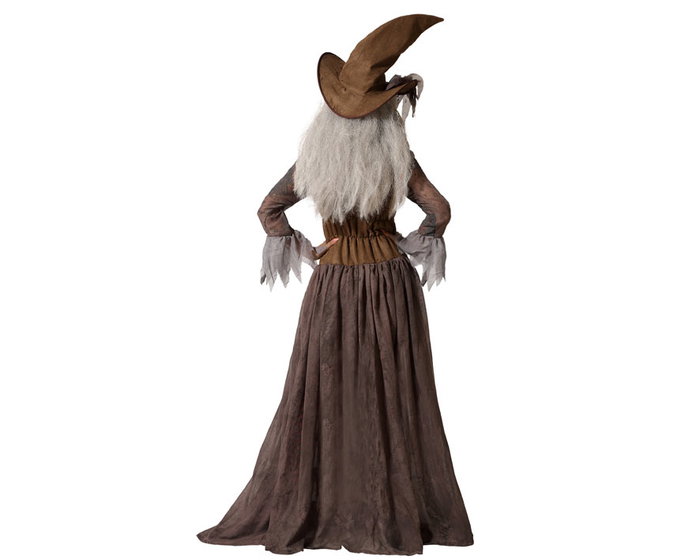 Déguisement de Sorcière Marron pour Femme Adulte, Taille M-L, Inclut Robe, Chapeau Pointu et Collier - Halloween