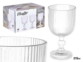 Vivalto Verre à Pied Rayé Transparent 370 ml 8.7x16.3x8.7 cm (Set de 24)