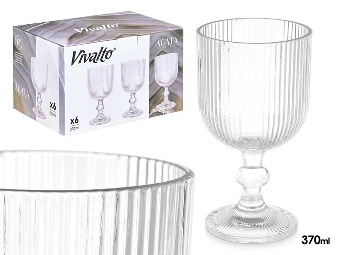 Vivalto Verre à Pied Rayé Transparent 370 ml 8.7x16.3x8.7 cm (Set de 24) Vivalto Verre à Pied Rayé Transparent 370 ml 8.7x16.3x8.7 cm (Set de 24)