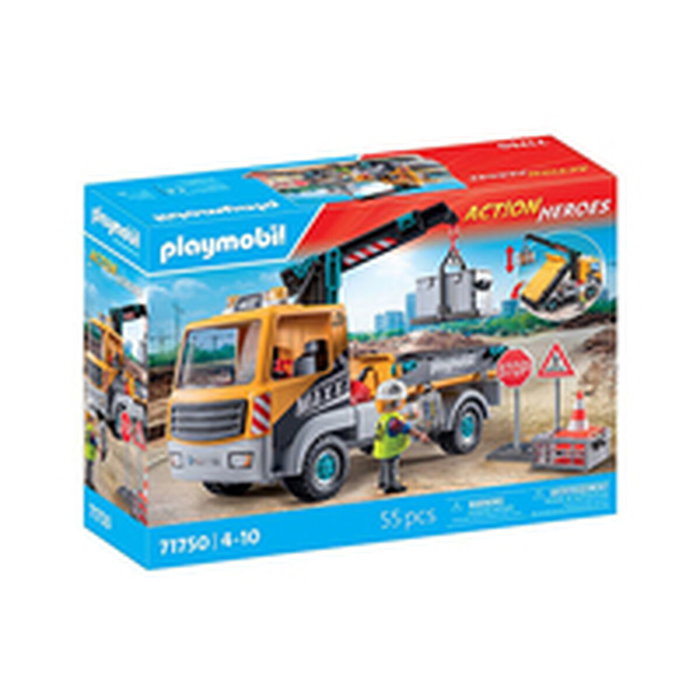 Playmobil Camion de chantier avec grue 71750, Action Heroes