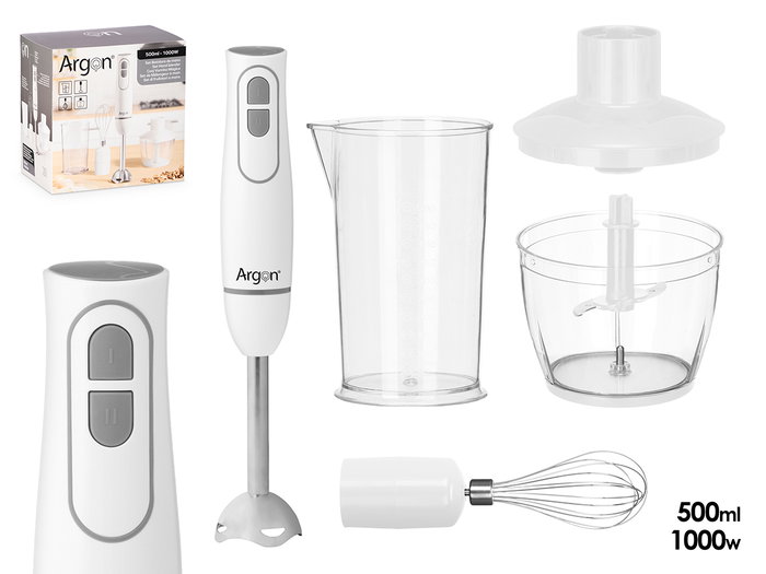 Argon Set Batteur avec Accessoires Blanc Gris 1000W 22x22x13 cm (Set de 6) Argon Set Batteur avec Accessoires Blanc Gris 1000W 22x22x13 cm (Set de 6)