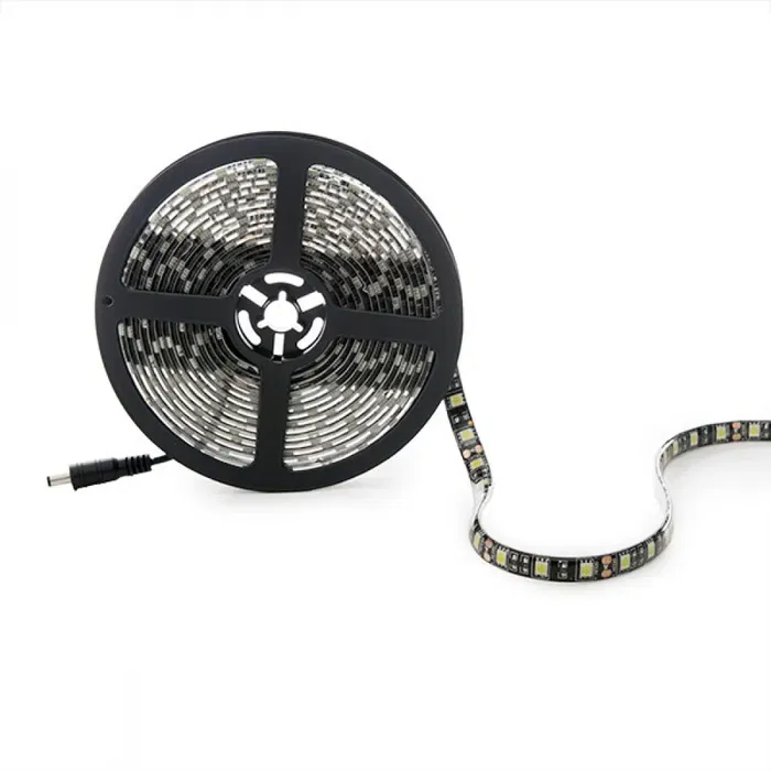 Bande LED SMD5050 72W 3948Lm CRI85 3000K 12VDC IP65 PCB Noir Blanc Chaud 5m 40.000H [CA-5050-300-IP65-B-WW]