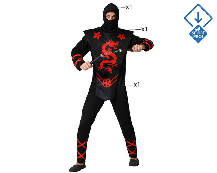 Disfraz Ninja Hombre Rojo XS-S Disfraz Ninja Hombre Rojo XS-S