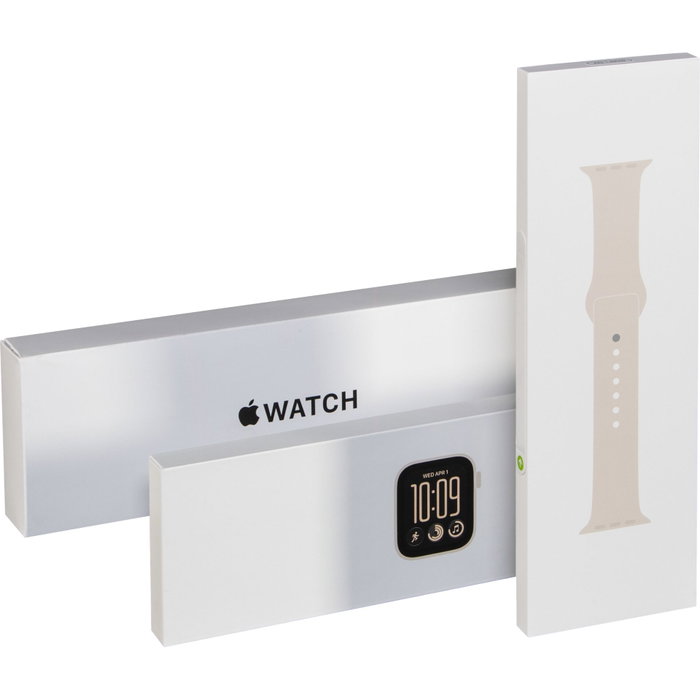 Apple Watch SE 3 44mm GPS - Boîtier Starlight Aluminium - Bracelet Sand Sport Band - S/M