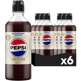 SodaStream Concentré Pepsi Zero Sans Caféine - Lot de 6 x 440 ml - Pour Machine à Eau Pétillante - Jusqu'à 9 Litres de Boisson