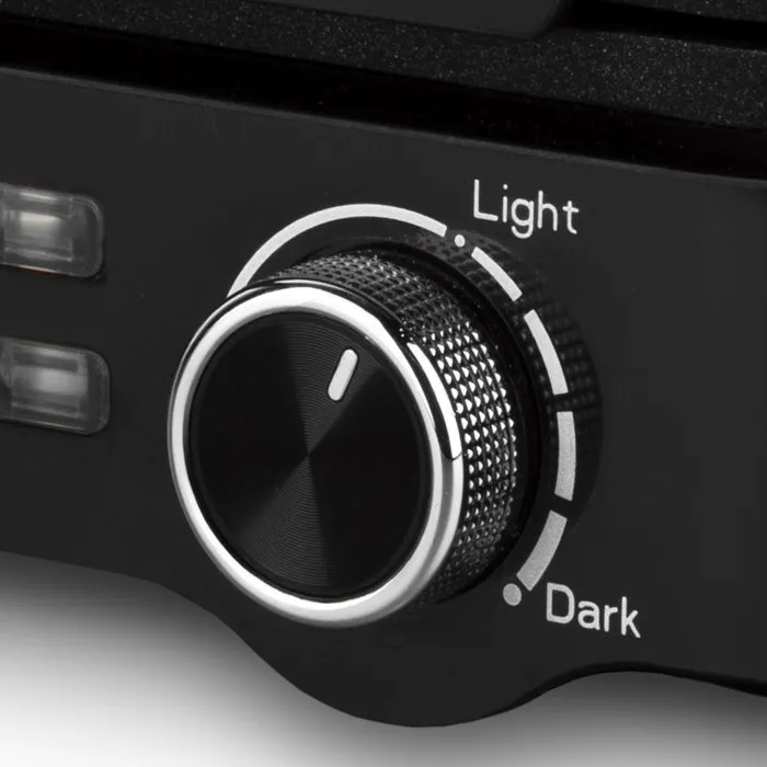 H.Koenig GFX420 Gaufrier Electrique Compact 1200 W, 2 Gaufres, Plaques Antiadhésives, Température Réglable, Noir