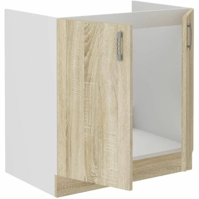 SARA Meuble bas évier - Décor chêne sonoma - 2 portes battantes