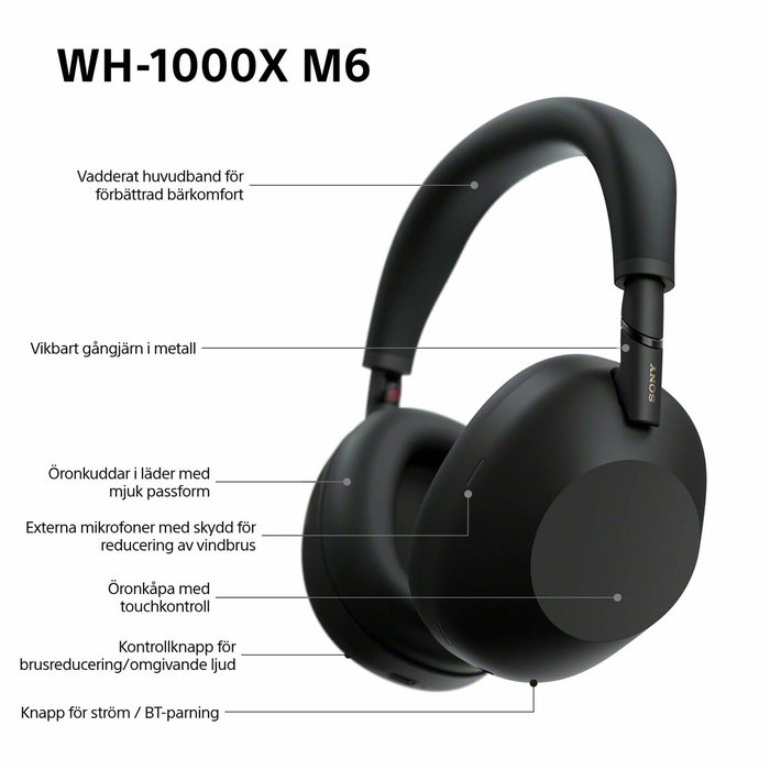 Sony WH-1000XM6 Casque audio sans fil réduction de bruit WH1000XM6B.CE7 Noir Sony WH-1000XM6 Casque audio sans fil réduction de bruit WH1000XM6B.CE7 Noir