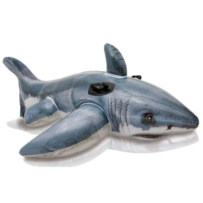 Intex Bouée gonflable Grand Requin Blanc à Chevaucher 173x107 cm avec Poignées Enfant dès 3 Ans