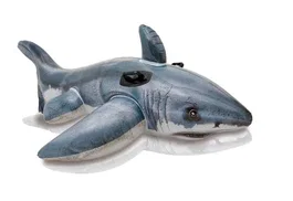 Intex Bouée gonflable Grand Requin Blanc à Chevaucher 173x107 cm avec Poignées Enfant dès 3 Ans