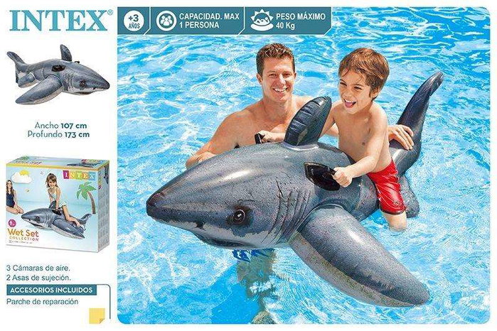 Intex Figure gonflable requin blanc 173 x 107 cm - A partir de 3 ans Intex Figure gonflable requin blanc 173 x 107 cm - A partir de 3 ans