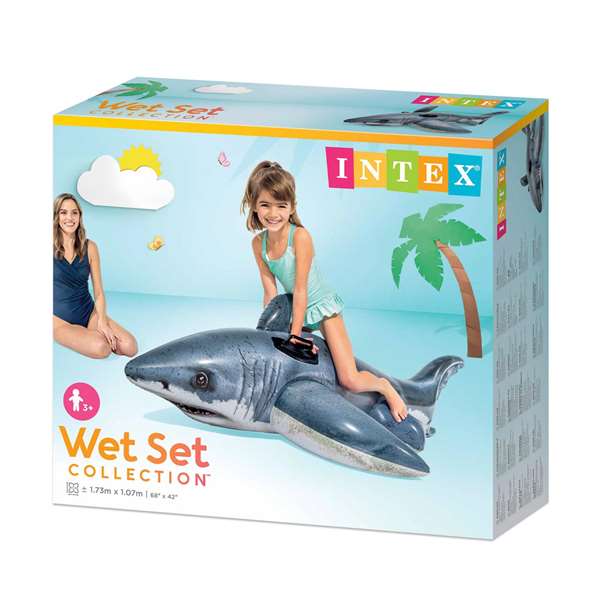 Intex Figure gonflable requin blanc 173 x 107 cm - A partir de 3 ans Intex Figure gonflable requin blanc 173 x 107 cm - A partir de 3 ans