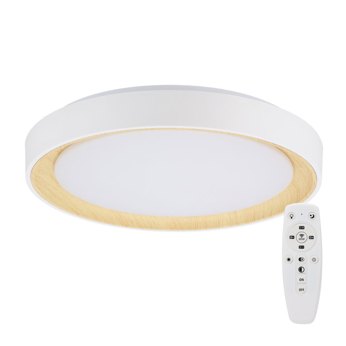 Plafonnier LED décoratif circulaire blanc 36 W CCT 3 000-6 000 K avec télécommande
