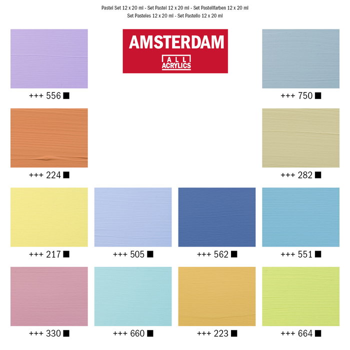 Amsterdam Estuche de pintura acrílica Standard Series pastel, 12 x 20 ml
