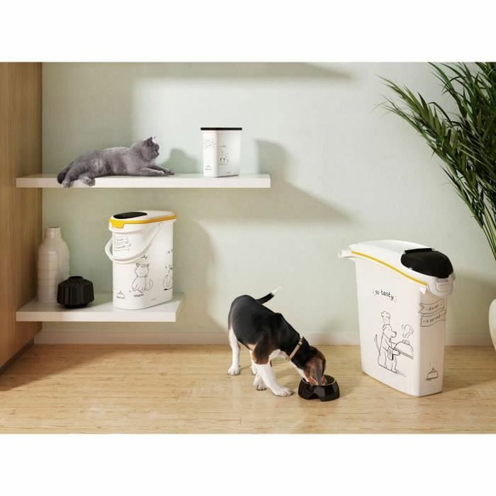 Curver Conteneur à croquettes pour chat 10 L - 4 kg - Blanc et noir