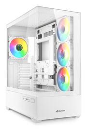 Sharkoon AK6 RGB Boîtier PC ATX Moyen Tour avec Panneau en Verre Trempé, 4 Ventilateurs PWM RGB, USB-C, Contrôleur LED