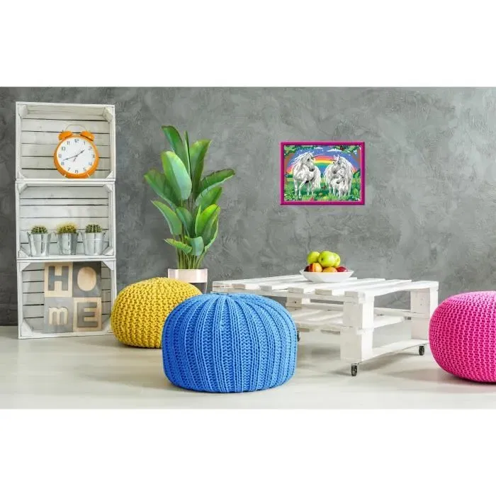 Ravensburger 25849 CreArt Kids - Kit de Peinture par Numéros 'Au Pays des Licornes', 31x21 cm avec Cadre, Pinceau et 18 Peintures, À Partir de 9 Ans