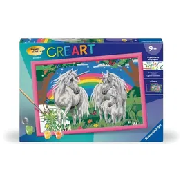 Ravensburger 25849 CreArt Kids - Kit de Peinture par Numéros 'Au Pays des Licornes', 31x21 cm avec Cadre, Pinceau et 18 Peintures, À Partir de 9 Ans
