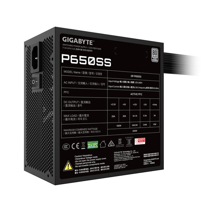 Gigabyte GP-P650SS Alimentation PC 650W 80+ Silver ATX 3.0 Gigabyte GP-P650SS Alimentation PC 650W 80+ Silver ATX 3.0