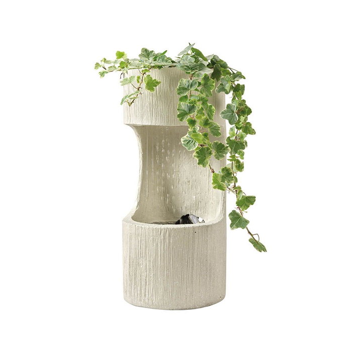 Lumineo Fontaine cylindrique avec jardinière intérieur extérieur IP44 couleurs assorties Ø16 x 35 cm