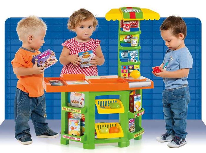 Molto Supermercado avec 14 pièces - 77 x 59 x 24 cm - Jouet en plastique pour enfants de 2 à 99 ans - Langues du produit : espagnol, anglais