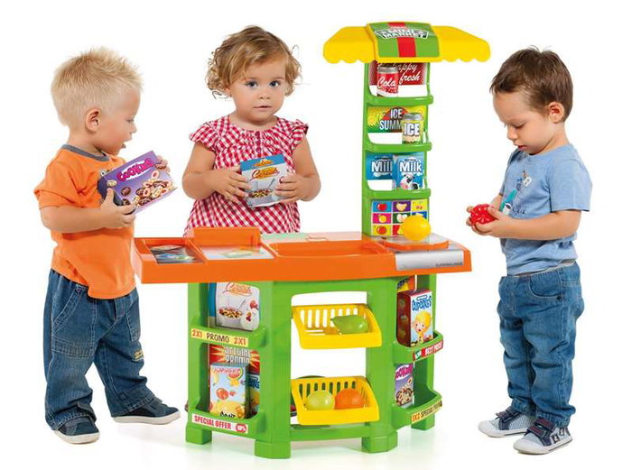 Molto Supermercado avec 14 pièces - 77 x 59 x 24 cm - Jouet en plastique pour enfants de 2 à 99 ans - Langues du produit : espagnol, anglais