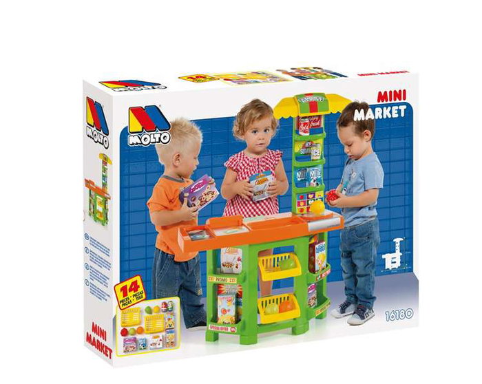 Molto Supermercado avec 14 pièces - 77 x 59 x 24 cm - Jouet en plastique pour enfants de 2 à 99 ans - Langues du produit : espagnol, anglais
