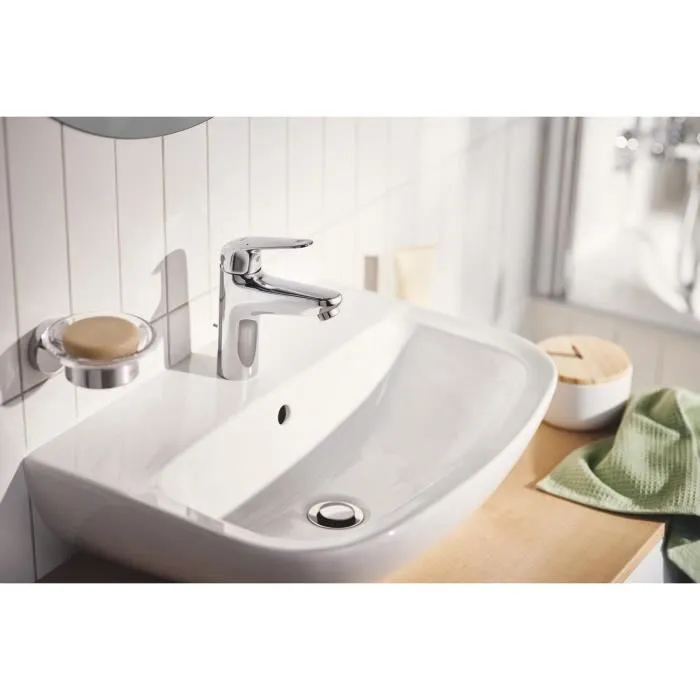Grohe Mitigeur monocommande lavabo Swift 24316001 chromé Taille S économie d'eau, hauteur standard, système eau potable sans plomb/ nickel