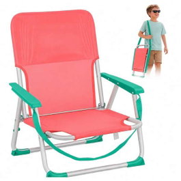 JugaToys Chaise de plage en aluminium corail avec poignée de transport