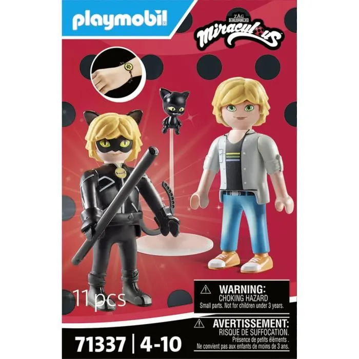Playmobil 71337 Miraculous - Figurine et Bracelet Adrien / Chat Noir avec Breloques Interchangeables