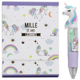 CMP General Bloc-notes Licorne avec mini stylo 4 couleurs